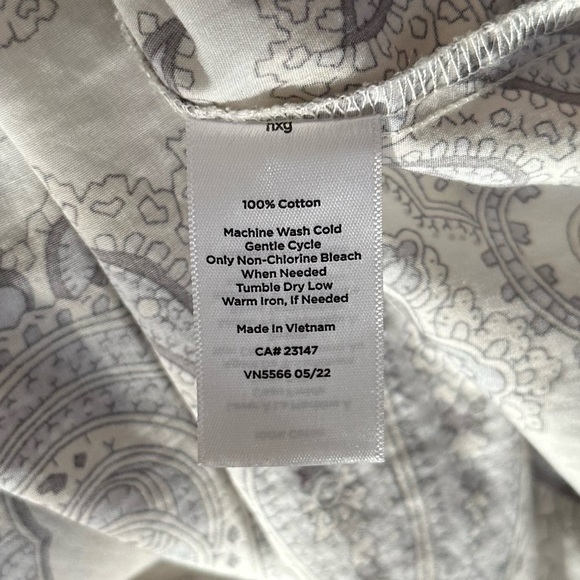 Haven Well Within Organic Cotton Poplin Grey Paisley Boho Sleep Shirt Dress Sz L - Picture 11 of 12
